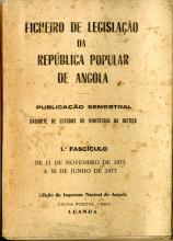 Ficheiro de Legislação da República Popular de Angola. 1º fascículo
