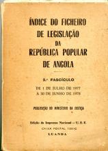 Índice do Ficheiro de Legislação da República Popular de Angola. 2º fascículo