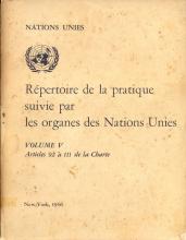 Répertoire de la pratique suivie par les organes des Nation Unies. Volume V