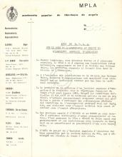 Documento do MPLA sobre assistência ao projecto do IAE