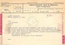 Telegrama de Eduardo dos Santos (CVA) à CICR