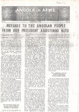 Mensagem de Agostinho Neto ao povo angolano