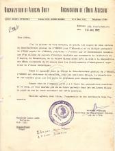 Carta de Dramane Ouatarra (OUA) a Lúcio Lara
