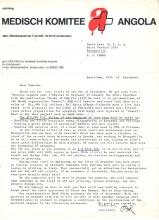 Carta de Pieter Bol (Medisch Komitee Angola) a Lúcio Lara