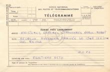 Telegrama de Agostinho Neto a Min. Neg. Estrang. do Marrocos