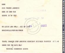 Telegrama de Reuschle Oikoumene (Genebra) a Lúcio Lara