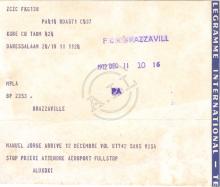 Telegrama de Lukoki a MPLA-Brazza