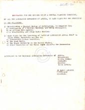 Memorandum for the setting up of a central planning committee