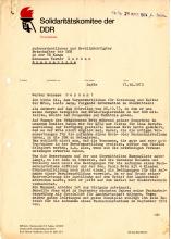 Carta do Solidaritätskomitee der DDR a Ausserordentlichter…