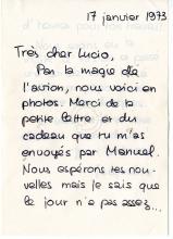 Carta de Jacqueline Borel a Lúcio Lara