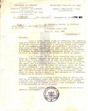 Carta do Director Geral do Comércio do Congo a Lúcio Lara