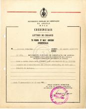 Credencial do MPLA para Luzingu Thimotee