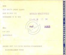 Telegrama do Peter Sidelmann ao MPLA
