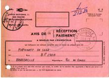 Aviso de recepção de pagamento dos Correios de Brazzaville
