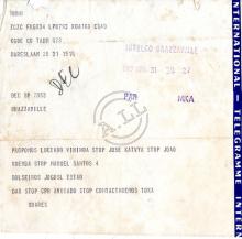 Telegrama de Nelito Soares ao DEC de Brazzaville