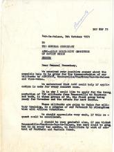 Carta de Agostinho Neto ao SG do Comité Soviético de Solidariedade afro-asiático