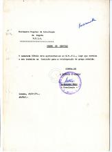 Ordem de serviço para «Dibala», assinada por Agostinho Neto.
