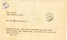 Telegrama da UIE ao MPLA