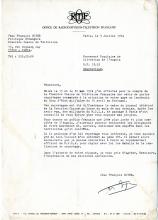 Carta de Jean François Boyer (ORTF) ao MPLA