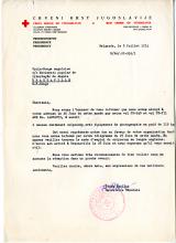 Carta de Stefa Spiljak (Secretário-geral da Cruz Vermelha jugoslava)