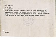 Telegrama sobre Rosa Coutinho no Congo
