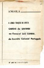 «A longa traição da UNITA. Cartas de Savimbi ao general Luz Cunha, do exército Colonial Português»
