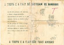 Panfleto português «A tropa e a FAP só castigam os bandidos…»