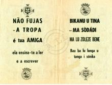 Panfleto português «Não fujas – a tropa é tua amiga…»