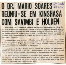 Mário Soares deslocou-se a convite de Mobutu