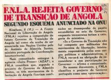 FNLA rejeita composição do governo de transição