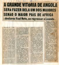 Declarações de Vaal Neto, ao regressar a Luanda