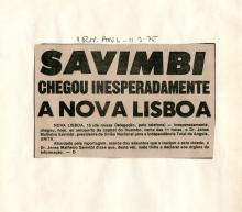 Chegada de Savimbi a Nova Lisboa