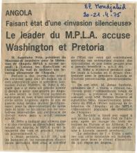 O líder do MPLA acusa Washington e Pretória