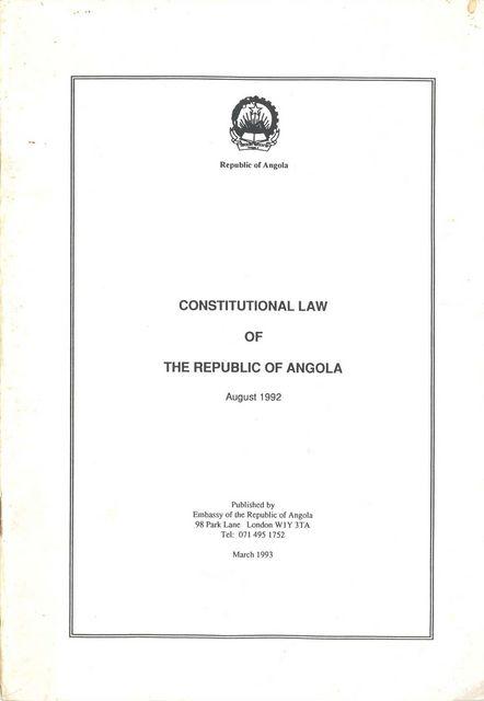 Constitutional Law of the Rep. of Angola 1992