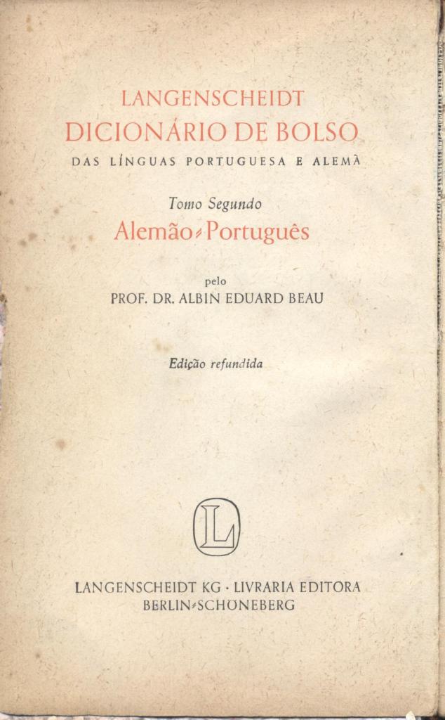 Dicionário de Bolso das Línguas Portuguesa e Alemã - Alemão-Português