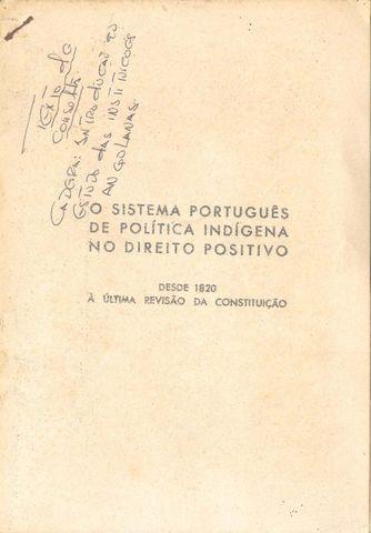 O sistema português de política indígena no direito positivo