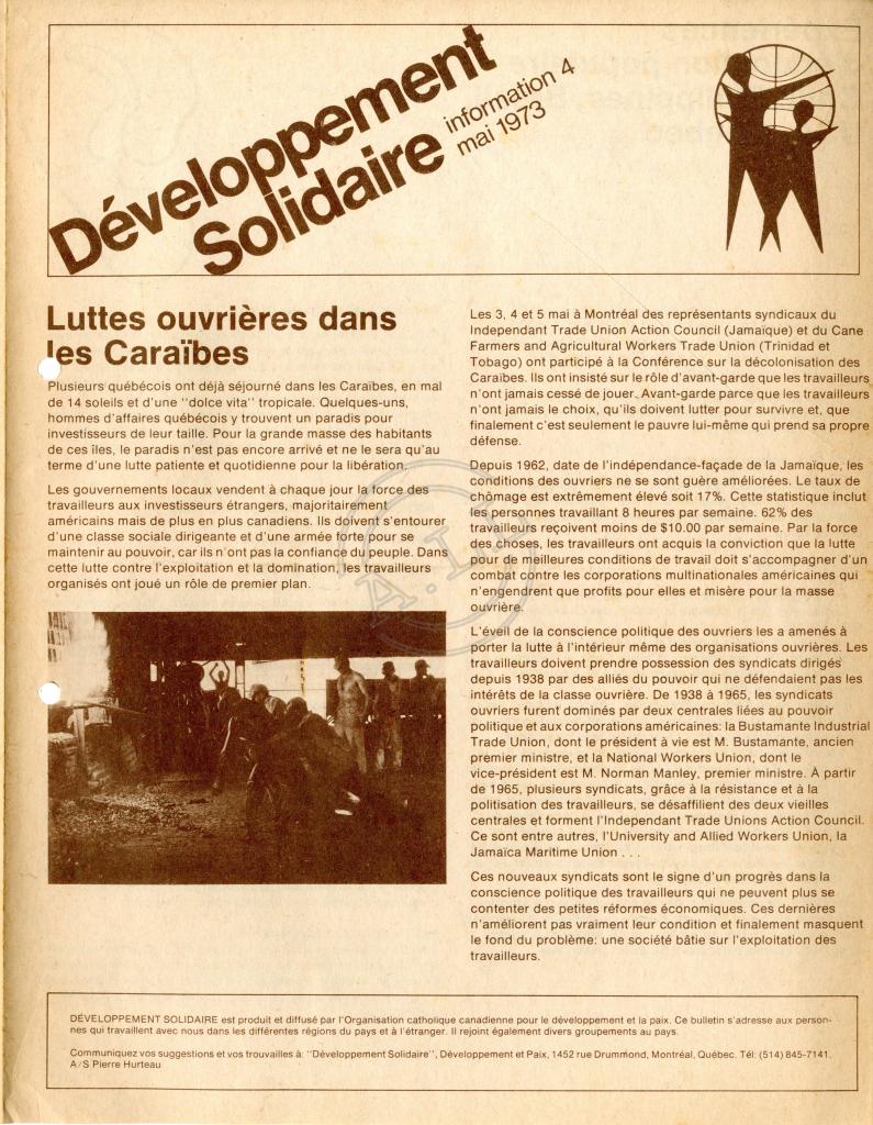 Développement Solidaire, Information 4 Mai 1973